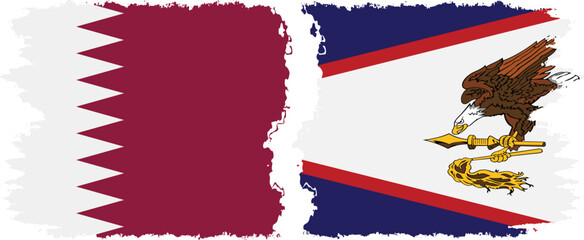 American Samoa and Qatar grunge flags connection vector