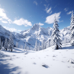 Naklejka premium Snowy landscape created with Generative Ai