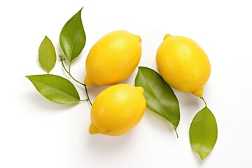 Isolated white background lemons with leaves