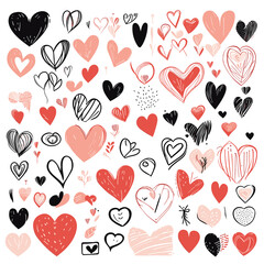 Set of hand drawn love part of an design elements collection featuring flat style elements isolated on	