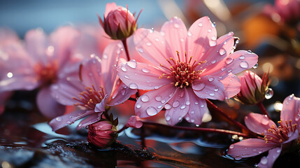 beautiful vibrant macro shots of wet blooming flowers with drops of morning dew professional floral macro photography close up macros wallpapers 16:9 for widescreen