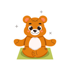 Obraz na płótnie Canvas Illustration from a collection of cute animals. The bear is doing meditation or yoga in the lotus position. Vector graphic.