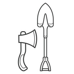 Simple cartoon carpentry and construction tools for home equipment and maintenance outline vector design art