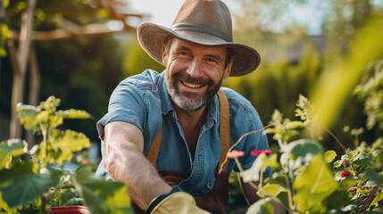  man enjoying  work on a sunny day 