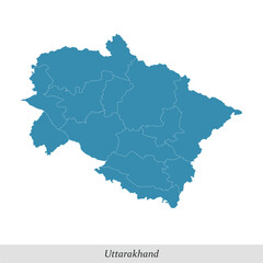 map of Uttarakhand is a state of India with districts