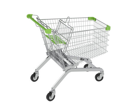 Shopping cart isolated on background. 3d rendering - illustration