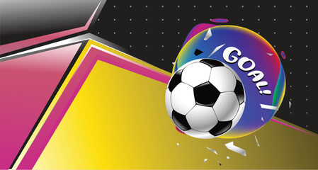 Obraz premium Vector Illustration Soccer Banner with Goal Tagline for Soccer Match and World Cup Championship