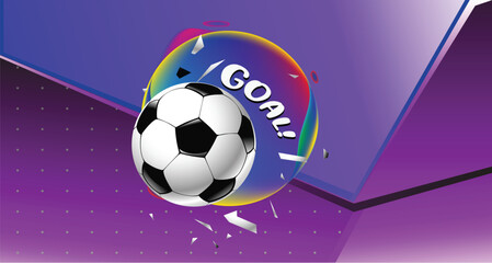 Obraz premium Vector Illustration Soccer Banner with Goal Tagline for Soccer Match and World Cup Championship