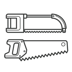 Simple cartoon carpentry and construction tools for home equipment and maintenance outline vector design art