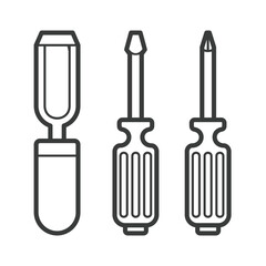Simple cartoon carpentry and construction tools for home equipment and maintenance outline vector design art