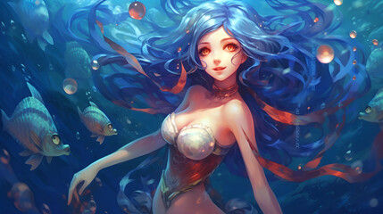 Obraz na płótnie Canvas Beautiful Mermaid Design, Perfect for Your Project or Wallpaper, Ai Generative