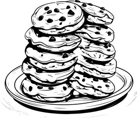 Vintage Chocolate Cookies Icon in Hand-drawn Style