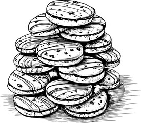 Vintage Chocolate Donut Cake Icon in Hand-drawn Style