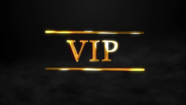 Golden symbol of exclusivity, the label VIP with glitter. Vip club label on Black background. Motion graphics.