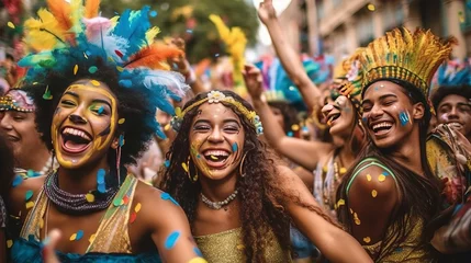 Stickers meubles Carnaval Brazilian carnival - Happy people celebrating brazilian carnival, Generative ai