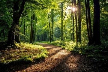 Obraz premium footpath in the Jungle with Sunlight in the morning
