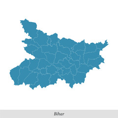 Fototapeta premium map of Bihar is a state of India with districts