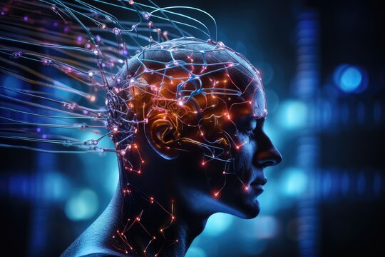 Sleep routine, sleep aids treatment. Human Brain sleep technology and environment, sleeping health and quality. Brain waves sleep assessment and physiology research, circadian rhythms deep sleep phase