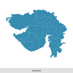 map of Gujarat is a state of India with districts
