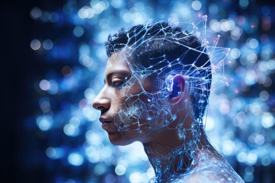 Sleep routine, sleep aids treatment. Human Brain sleep technology and environment, sleeping health and quality. Brain waves sleep assessment and physiology research, circadian rhythms deep sleep phase