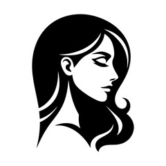 woman with long hair, Beautiful profile of young woman- vector.