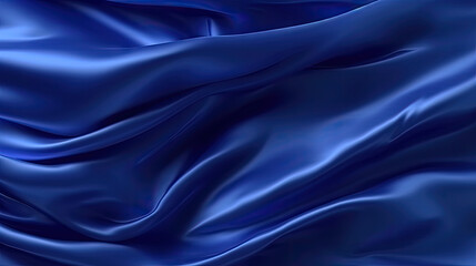 Obraz premium blue silk background,navy blue satin cloth background on dark blue background, blue 3D plain cloth with wrinkles