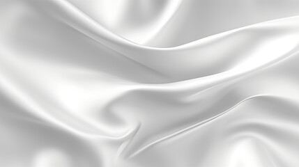 white silk satin fabric with softly wrinkled waves, white 3D plain cloth with wrinkles, luxury white background - obrazy, fototapety, plakaty