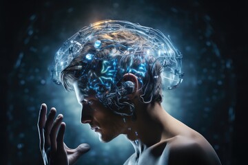 Obraz premium Restful sleep good sleep hygiene, deep sleep and REM sleep. Sleep patterns and stages sleep architecture. Sleep tracking tools provide sleep quality Brain wave insights and Sleep apnea and snoring.
