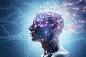 Obraz premium Restful sleep good sleep hygiene, deep sleep and REM sleep. Sleep patterns and stages sleep architecture. Sleep tracking tools provide sleep quality Brain wave insights and Sleep apnea and snoring.