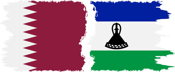 Lesotho and Qatar grunge flags connection vector
