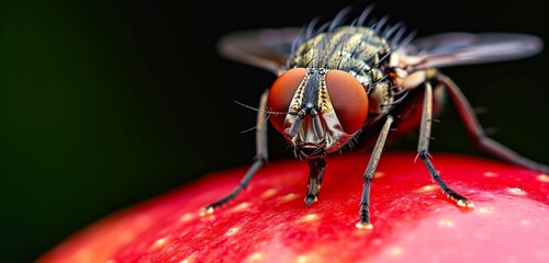 fly on a red background