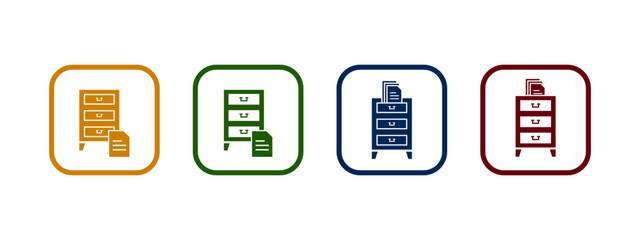 filling cabinet icon vector illustration. cabinet with document icon concept.