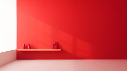 Minimalistic red wall background. 