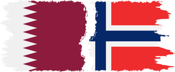Norway and Qatar grunge flags connection vector