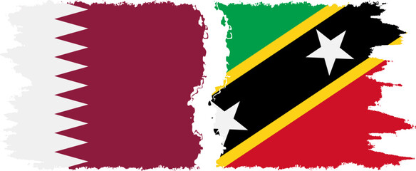 Saint Kitts and Nevis and Qatar grunge flags connection vector