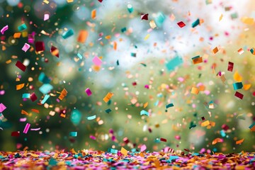 confetti is randomly scattered creating a festive and cheerful atmosphere