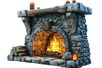 Fireplace Isolated on Transparent Background