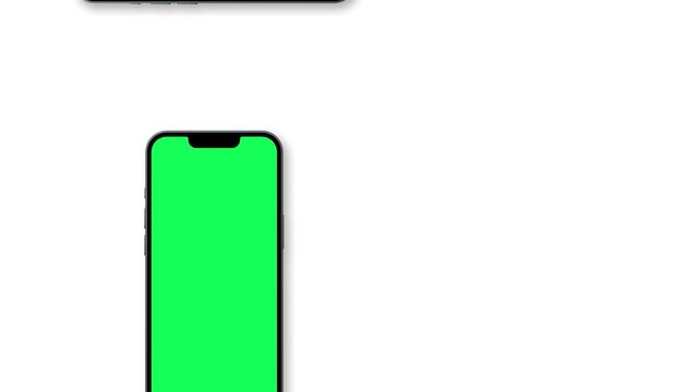 smartphone animation with green screen isolated on  white background phone mockup	