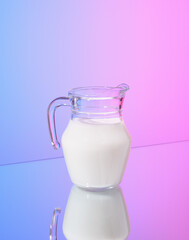 Milk and the idea of health. Healthy lifestyle concept.