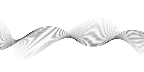 Abstract grey wavy lines on transparent background. Digital frequency track equalizer.Technology, data science, geometric border pattern.Digital frequency track equalizer. Stylized line art background