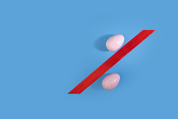 Percentage Easter eggs, springtime discounts, holiday shopping, decorated celebration