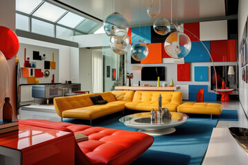 Minimal design of colorful home living room interior