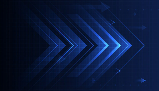 blue glowing arrow light background. Future digital growth technology