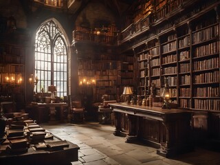 A Wizard Library in a Castle
