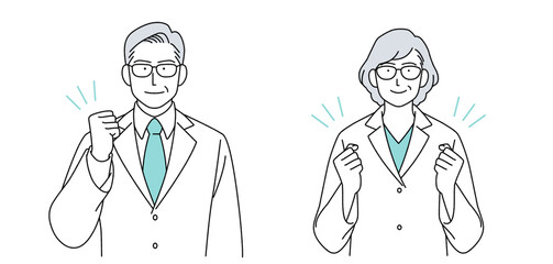 シニア医師の人物イラスト シンプル