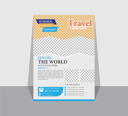 New model travel flyer template for travel agency.