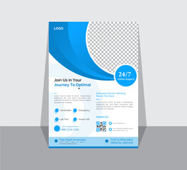 Corporate healthcare and medical cove a4 flyer design template.