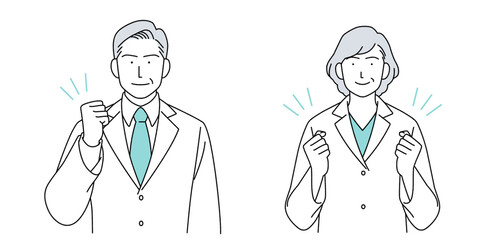 シニア医師の人物イラスト シンプル