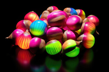 Neon colors hazelnut, black isolated background