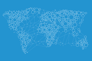 Abstract world map with circles. Vector illustration